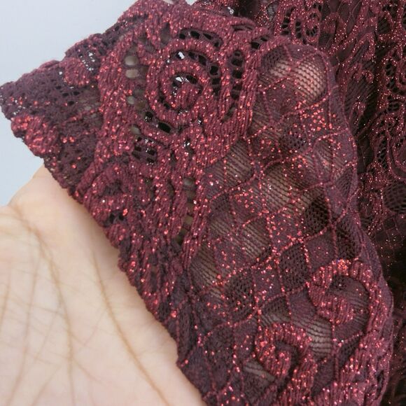 Marina Dress 14 Wine Stretch Lace Wedding Party Round Neck 3/4 Sleeve - Picture 9 of 11